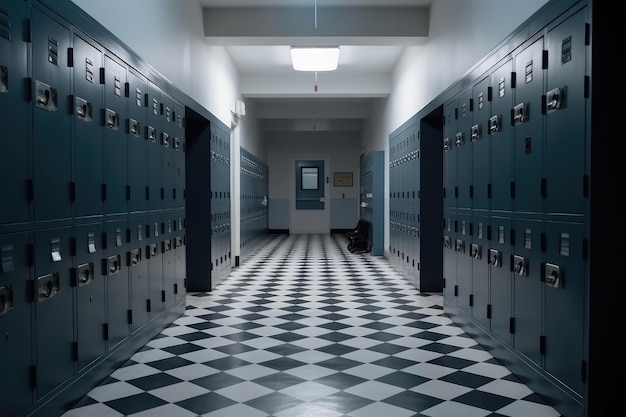 Couloir du lycée avec casiers Classe d'éducation