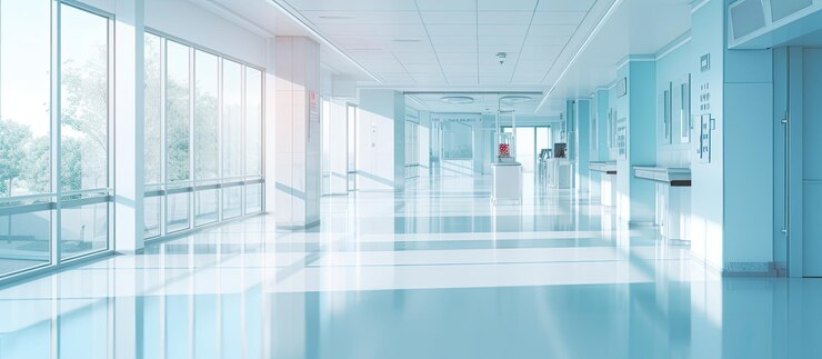 couloir d'hôpital flou avec un design luxueux et abstrait L'intérieur de la clinique est