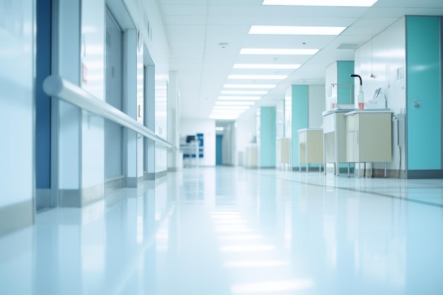 Couloir d'hôpital vide de sérénité clinique avec fond de chambre