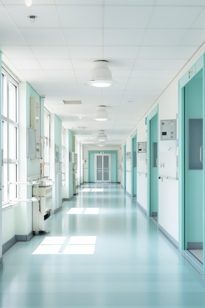 Couloir d'hôpital vide de sérénité clinique avec fond de chambre