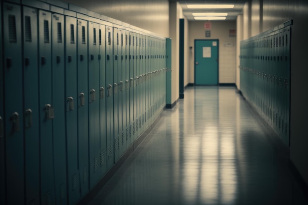 Couloir de lycée vide ai génératif