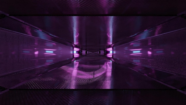 Couloir violet futuriste illustration 4K UHD 3D