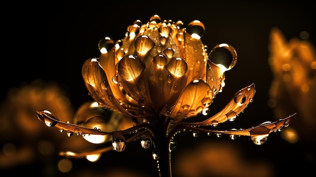 Coup d'eau sur des fleurs en gros plan Macro photographie IA générative