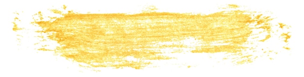 Photo coup de frottis de couleur or jaune isolé sur fond blanc, pinceau acrylique doré dessiné à la main, texture festive abstraite, illustration de photo stock