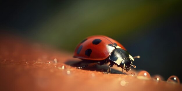 Coup de macro de coccinelle rouge