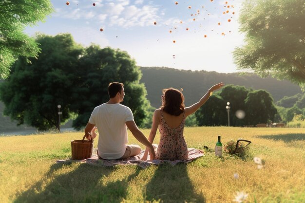 Un coup d'œil sur un couple qui s'amuse dans la nature.