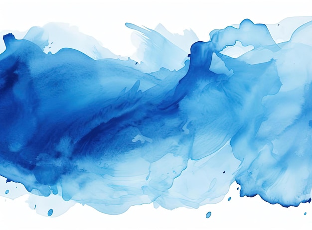 coup de peinture à l'aquarelle bleue sur fond blanc dans le style d'une animation 2D grossière