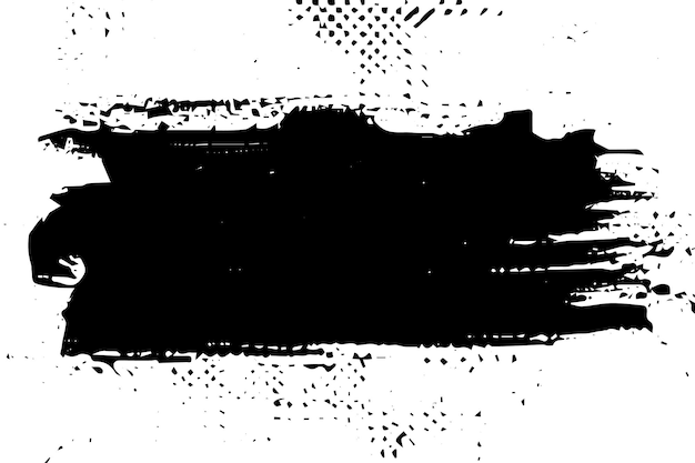 Coup de peinture à l'encre noire Grunge pour un nouveau pinceau vectoriel avec effet d'arrière-plan transparent