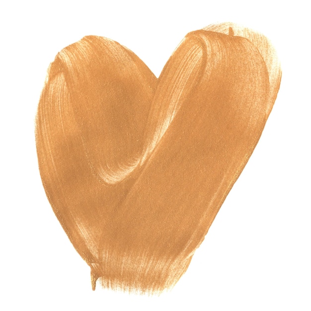 Coup de pinceau acrylique doré en forme de coeur
