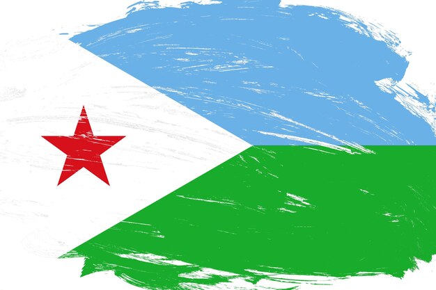 Coup de pinceau en détresse peint drapeau djibouti sur fond blanc