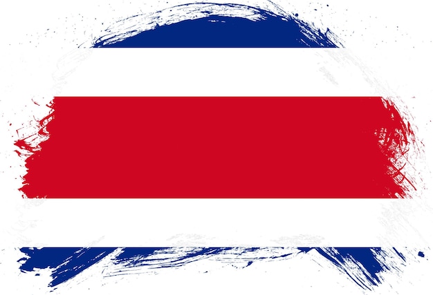 Coup de pinceau en détresse peint drapeau du costa rica sur fond blanc