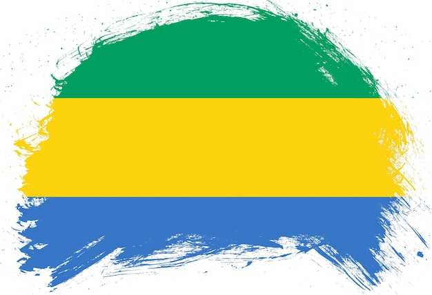 Coup de pinceau en détresse peint drapeau du gabon sur fond blanc