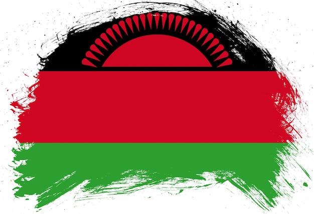 Photo coup de pinceau en détresse peint drapeau du malawi sur fond blanc
