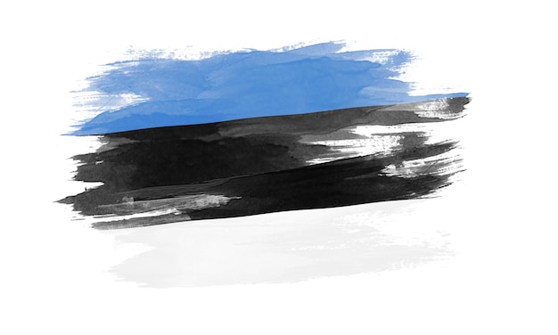 Coup de pinceau drapeau estonie, drapeau national sur fond blanc