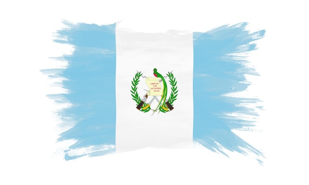 Coup de pinceau de drapeau guatémaltèque, drapeau national sur fond blanc