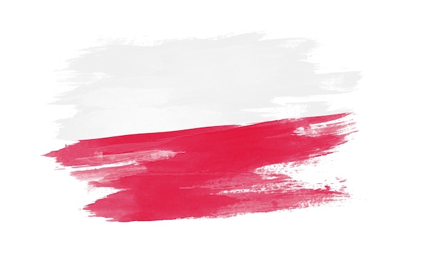 Coup de pinceau de drapeau de la Pologne, drapeau national sur fond blanc