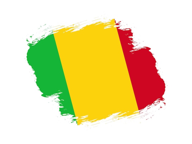 Coup de pinceau drapeau texturé du mali sur fond blanc