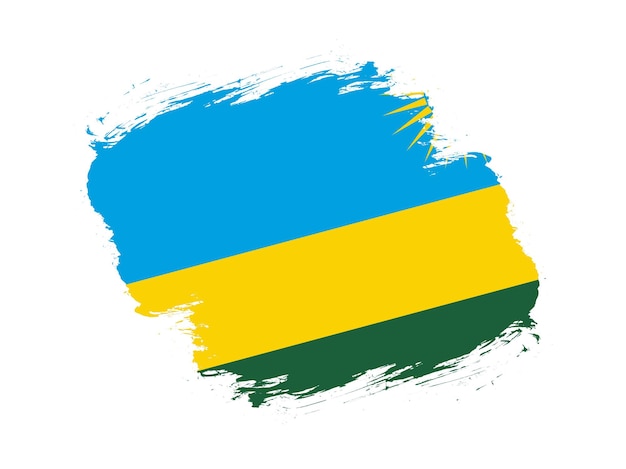 Coup de pinceau drapeau texturé du rwanda sur fond blanc
