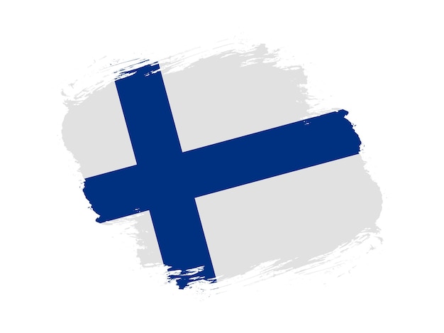 Coup de pinceau drapeau texturé de la Finlande sur fond blanc
