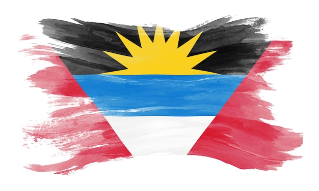 Coup de pinceau du drapeau d'Antigua-et-Barbuda, drapeau national sur fond blanc