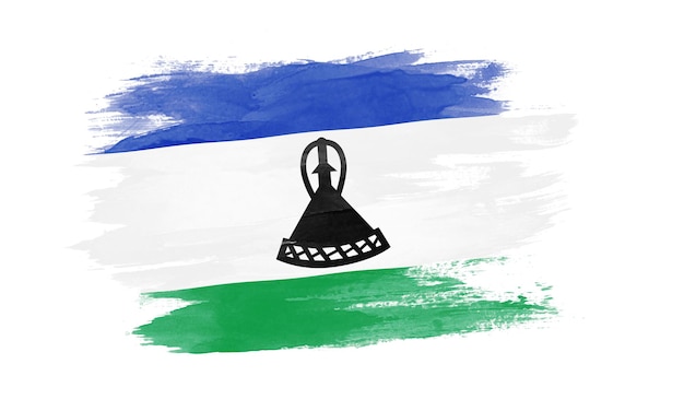 Coup de pinceau du drapeau du Lesotho, drapeau national sur fond blanc