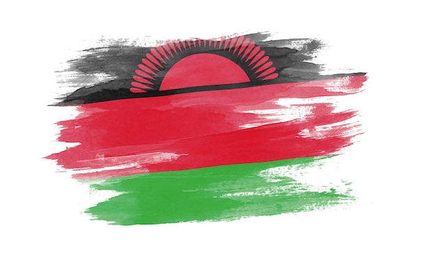 Coup de pinceau du drapeau malien, drapeau national sur fond blanc