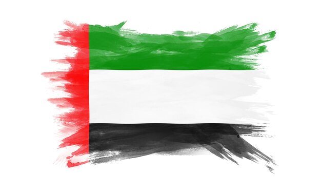 Coup de pinceau du drapeau des Émirats arabes unis, drapeau national sur fond blanc