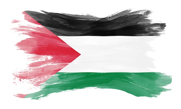 Coup de pinceau du drapeau de la Palestine, drapeau national sur fond blanc