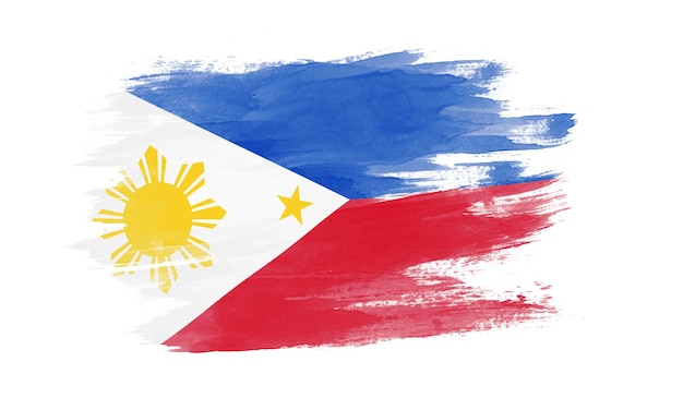 Coup de pinceau du drapeau des Philippines, drapeau national sur fond blanc