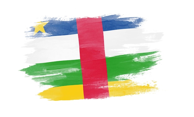 Coup de pinceau du drapeau de la République centrafricaine, drapeau national sur fond blanc