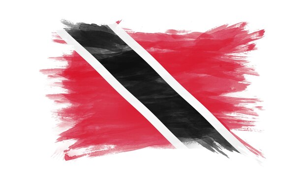 Coup de pinceau du drapeau de la Trinité-et-Tobago, drapeau national sur fond blanc