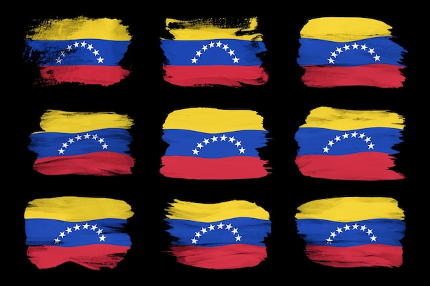 Coup de pinceau du drapeau vénézuélien, drapeau national sur fond noir