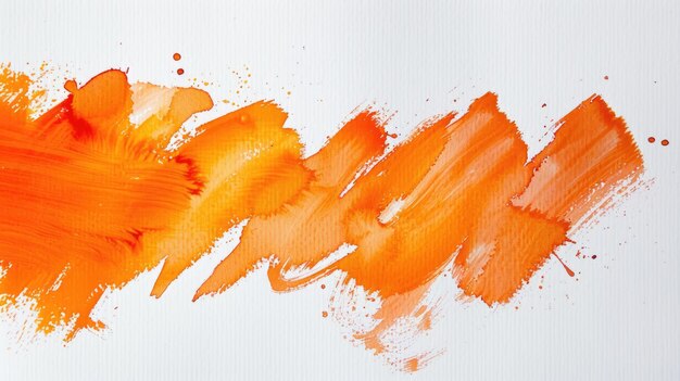 Un coup de pinceau orange vibrant sur une toile blanche