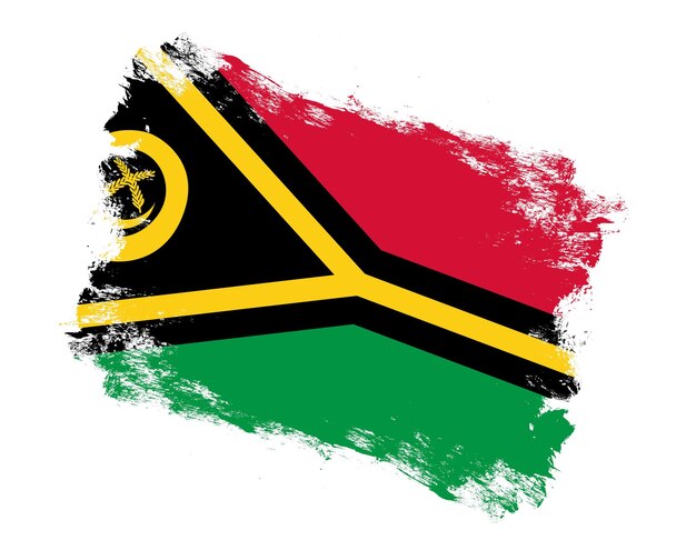 Coup de pinceau peint drapeau du vanuatu sur fond blanc