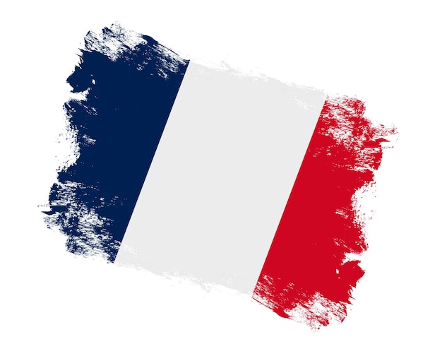 Coup de pinceau peint drapeau de la france sur fond blanc