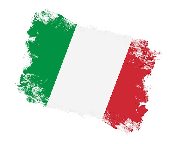 Coup de pinceau peint drapeau de l'italie sur fond blanc