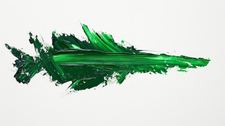 Photo un coup de pinceau vert qui ressemble à une flèche verte