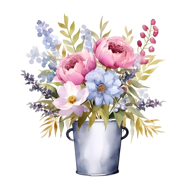 Photo coupe à aquarelle avec des fleurs illustration florale