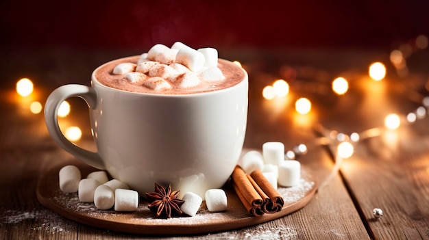 Coupe de cacao de Noël avec des guimauves Boisson d'IA générative