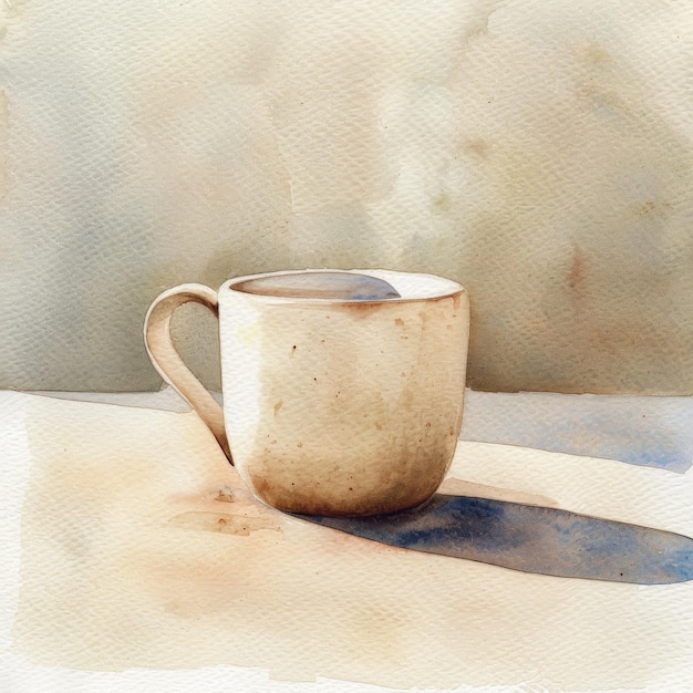 Coupe de café à l'aquarelle Coupe de coffee à l'Aquarelle Texture du papier à l'eau Espace de copie