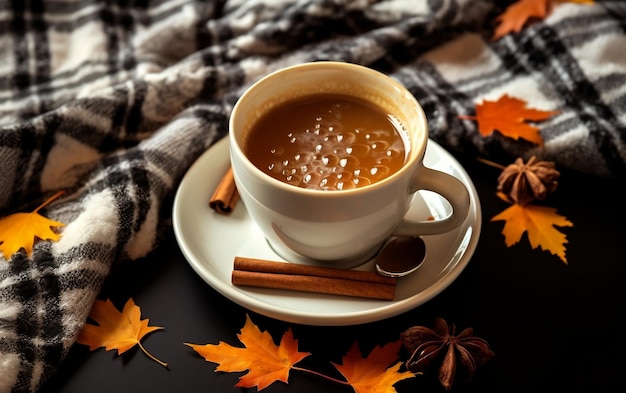 Coupe de café en céramique blanche d'époque Décor de maison d'automne