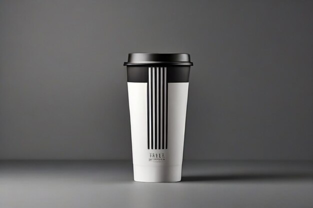 Coupe de café en plastique haute avec un design d'emballage haut de gamme avec des couleurs noir et blanc