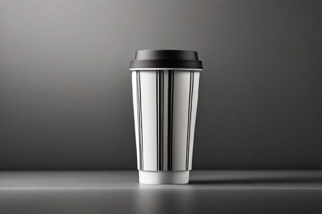 Photo coupe de café en plastique haute avec un design d'emballage haut de gamme avec des couleurs noir et blanc