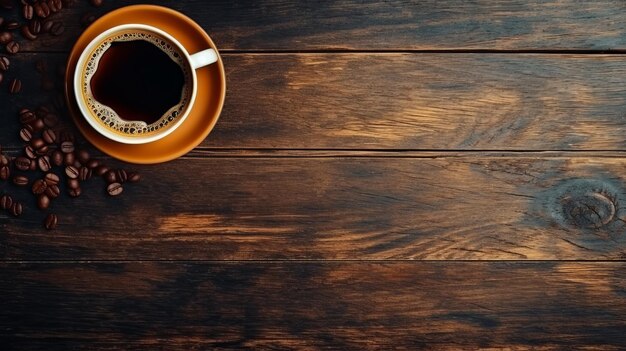 Coupe de café sur une table en bois taille bannière web illustration générée par l'IA