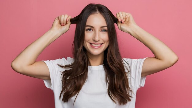 Photo coupe de cheveux avec un lisse-cheveux