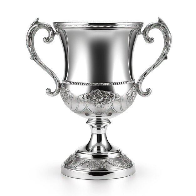 Coupe du trophée d'argent isolé sur fond blanc