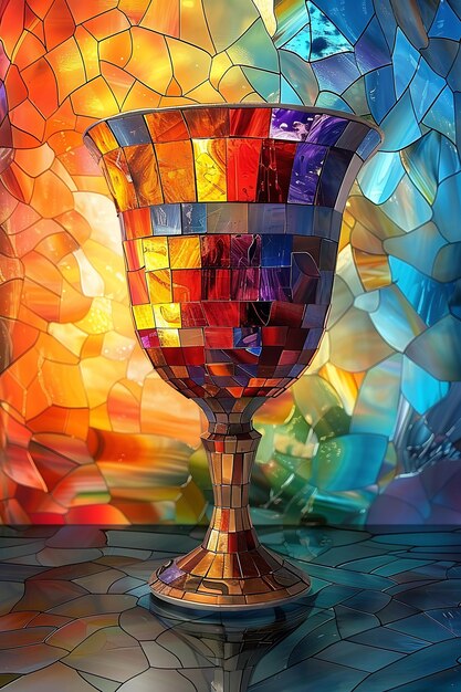 La coupe d'Élie avec une texture de morceaux de verre teinté illustration de mosaïque de coll décor d'arrière-plan tendance