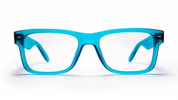 Photo coupe de lunettes à cadre bleu isolées sur fond blanc