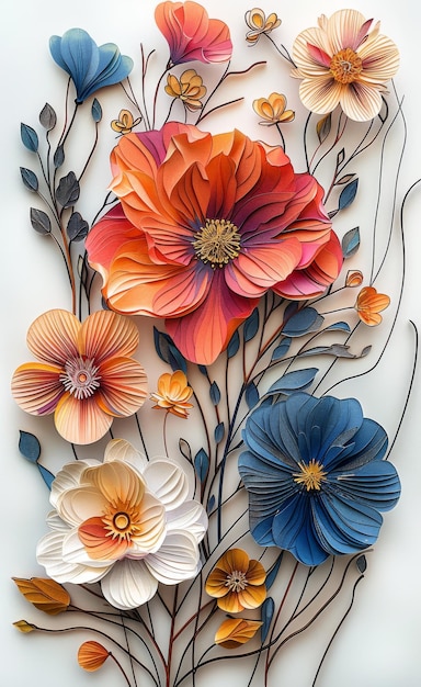 Coupe sur papier 3D dans le style de dessins animés surréalistes ombrage détaillé rêve réaliste fleur sèche