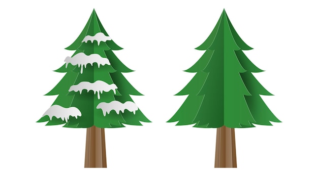 Coupe en papier d'un arbre de Noël sur fond blanc Joyeux Noël et Bonne Année arrière-plan Illustration vectorielle